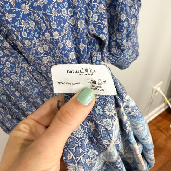 Natural Life Rebecca Midi Dress Blue Boho Cottagecore Style | Size M - Picture 7 of 7